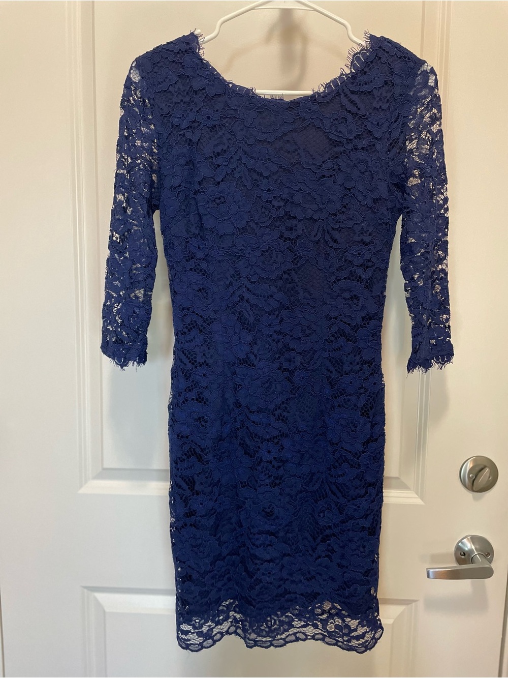 Lulu's Navy Blue Floral Lace Midi Dress